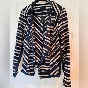 LB Blazer Open Navy/Natural Stripe Stretch Side Arm Panels